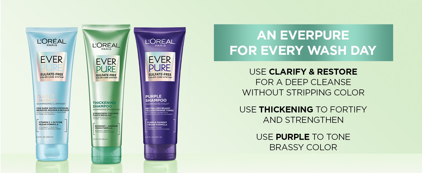 L'Oréal Paris EverPure Sulfate-Free Thickening Shampoo and Conditioner, Education Module Content EverPure Routine